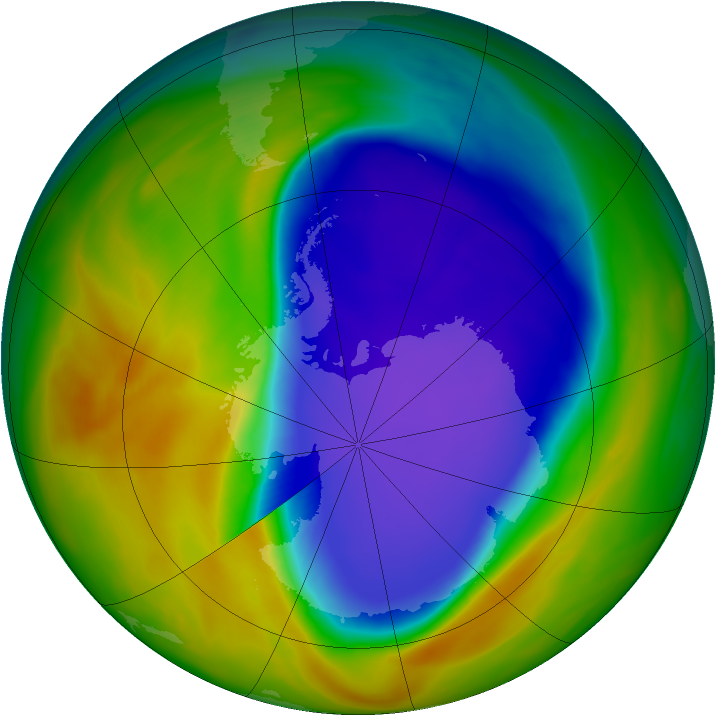 Antarctic ozone map for 12 October 2005